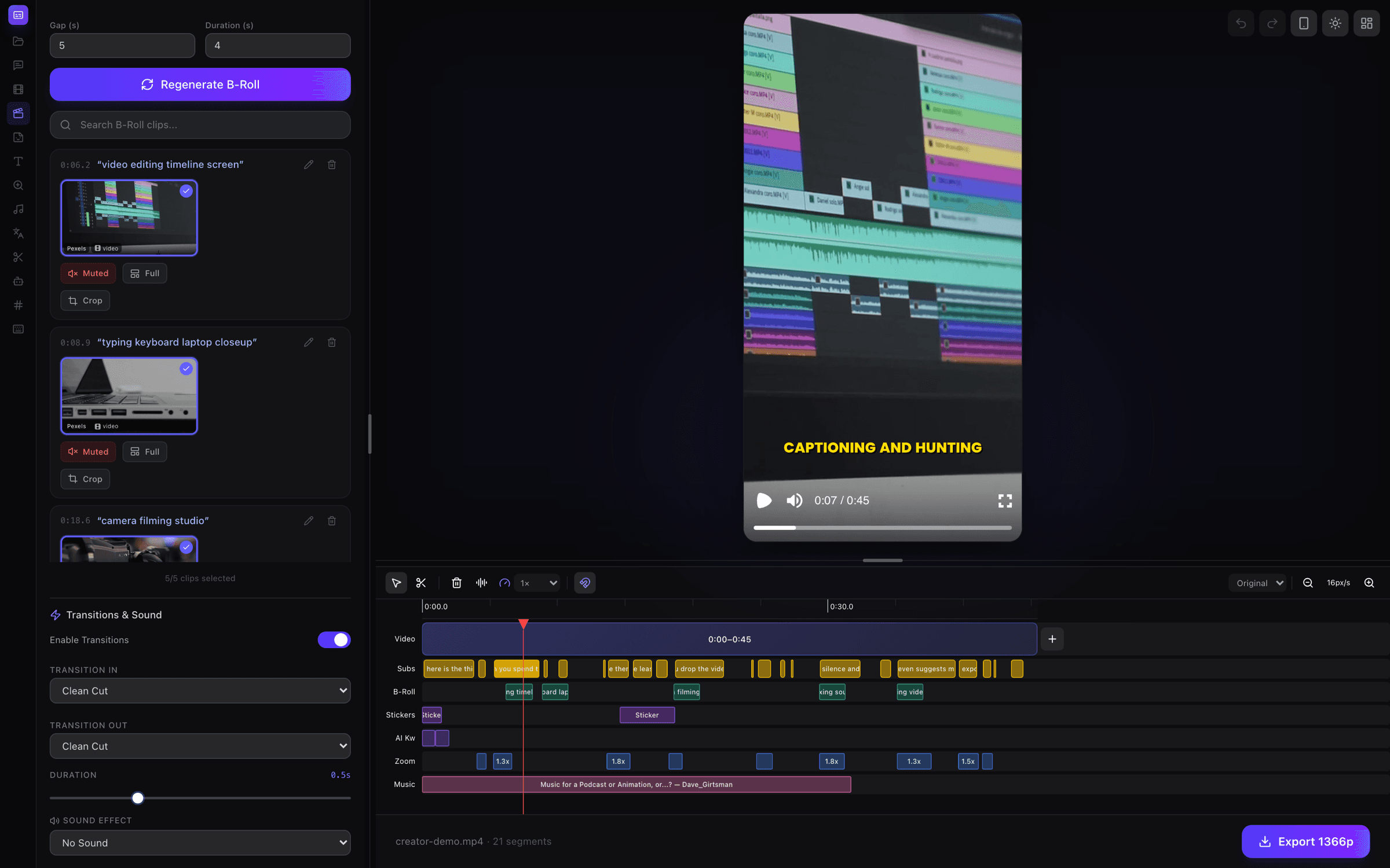 Footage that follows the script